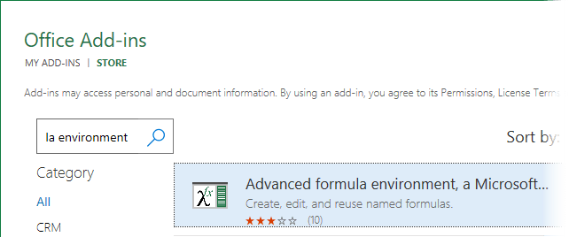search for the advanced formula environment