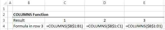 using columns and rows functions