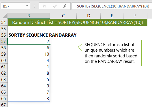 generate list of randomly sorted numbers