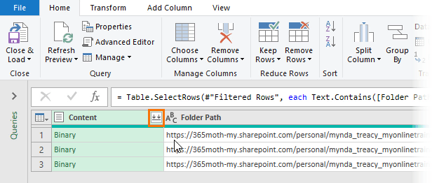 Combine Data from OneDrive or SharePoint folder with Power Query