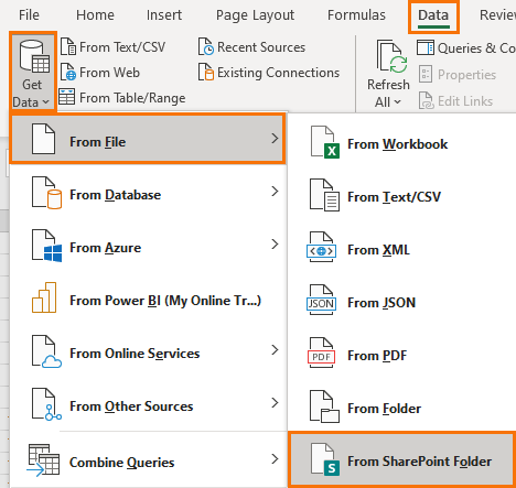 Get Data from OneDrive or SharePoint with Power Query