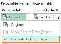 Generate GETPIVOTDATA