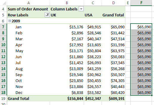 copy formula down column