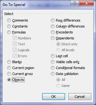 Excel Go To Special Objects