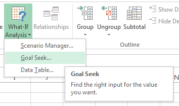 Excel Goal Seek tool