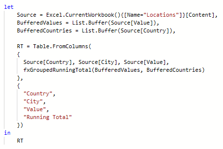 Power Query Using Grouped Running Total Custom Function