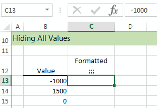 hiding all values