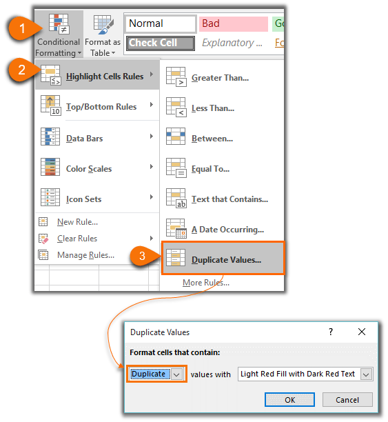 highlight duplicates in excel