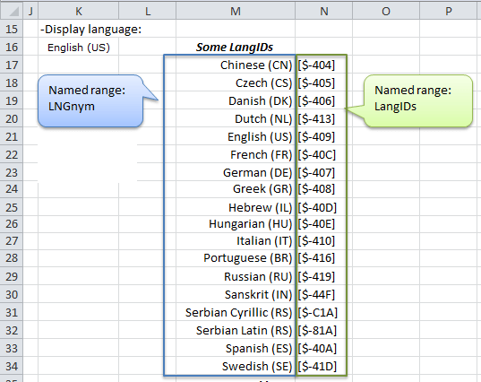 Excel choose language