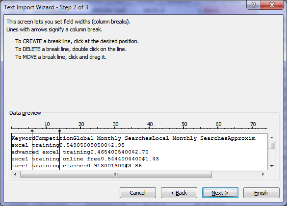 excel text import wizard fixed width