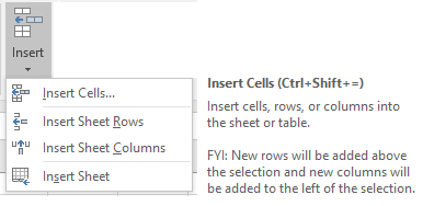 excel keyboard shortcut to insert row