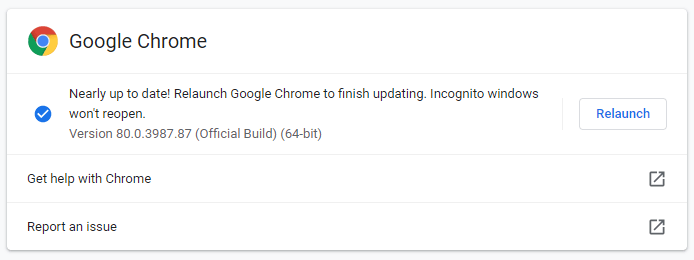 Installed Chrome version