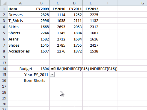 Excel intersect operator