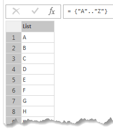 power query lists of consecutive letters