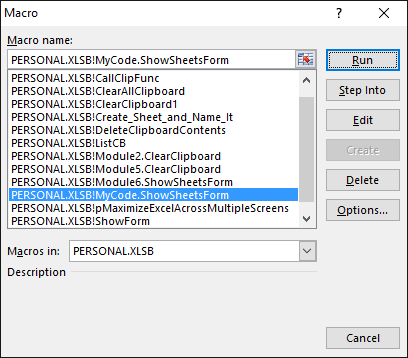 macros in personal.xlsb