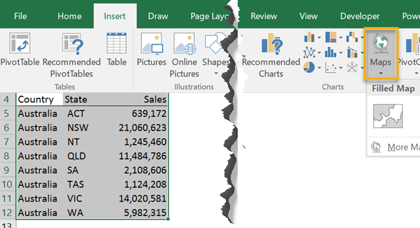 excel for mac map chart