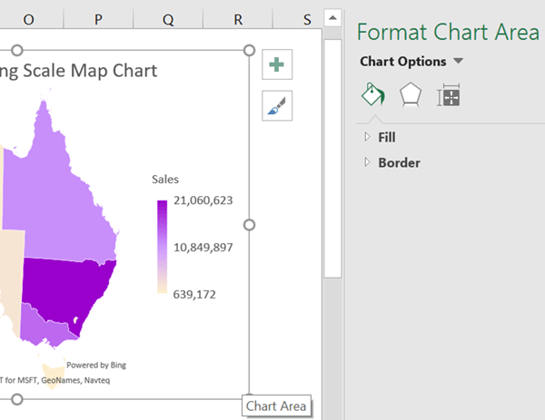 map charts format pane