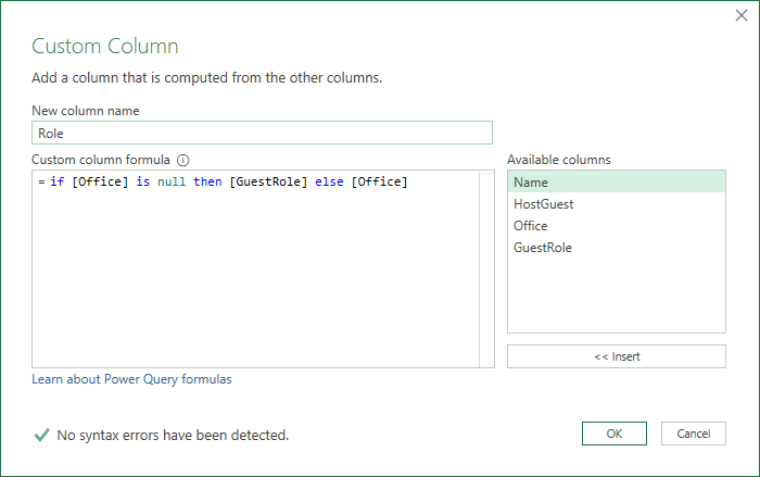 merge columns using custom code