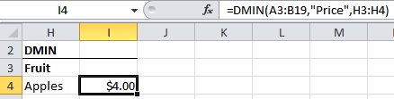 Excel DMIN