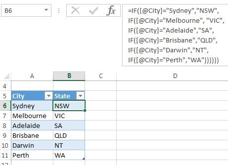 excel nested IFs example