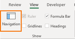 open excel navigation pane