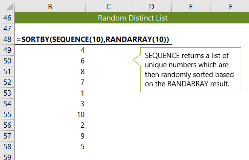 other dynamic formulas create a random list of distinct values 