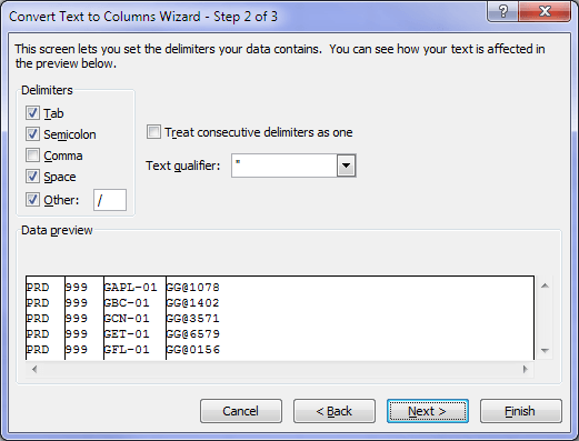 Text to Columns multiple delimiters