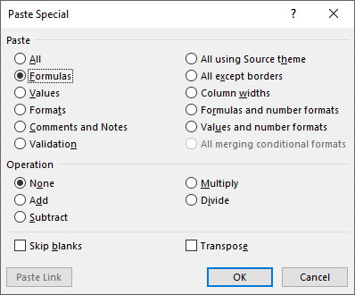 paste formulas