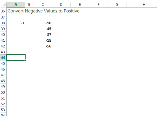 paste special convert negative values to positive