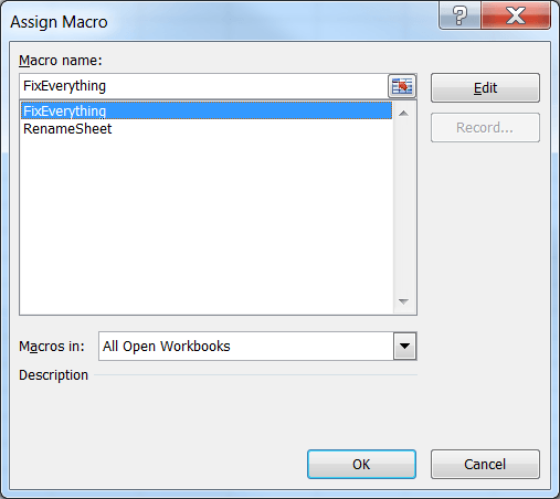 excel macro shortcut key