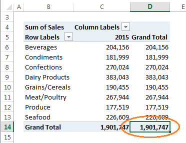 double click Grand Total to get pivottable source data