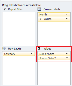 pivottable comparison to previous month