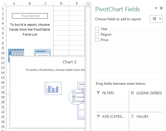 Excel PivotChart field list