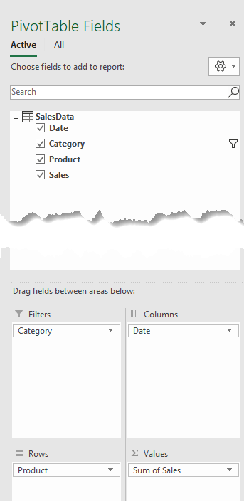 Pivot table Fields