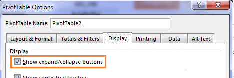 turn Excel PivotTable expand/collapse buttons on and off