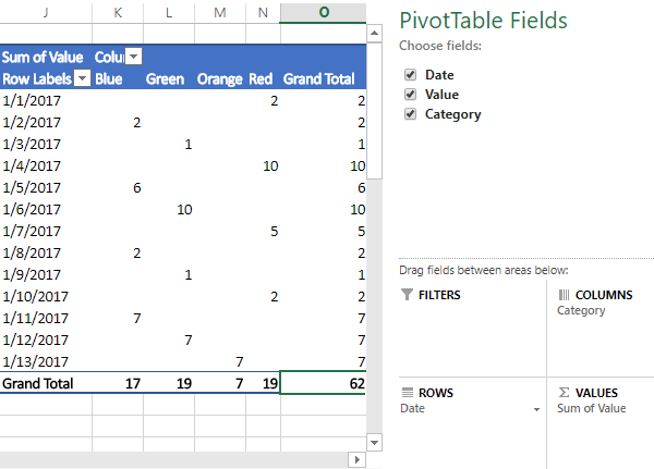 completed excel online Pivottables
