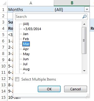 filter months in Pivot Table