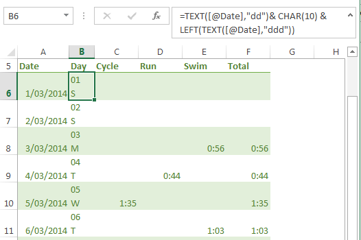 helper column to format dates