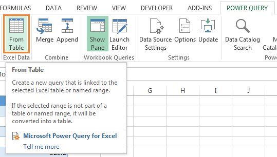 load data to Power Query