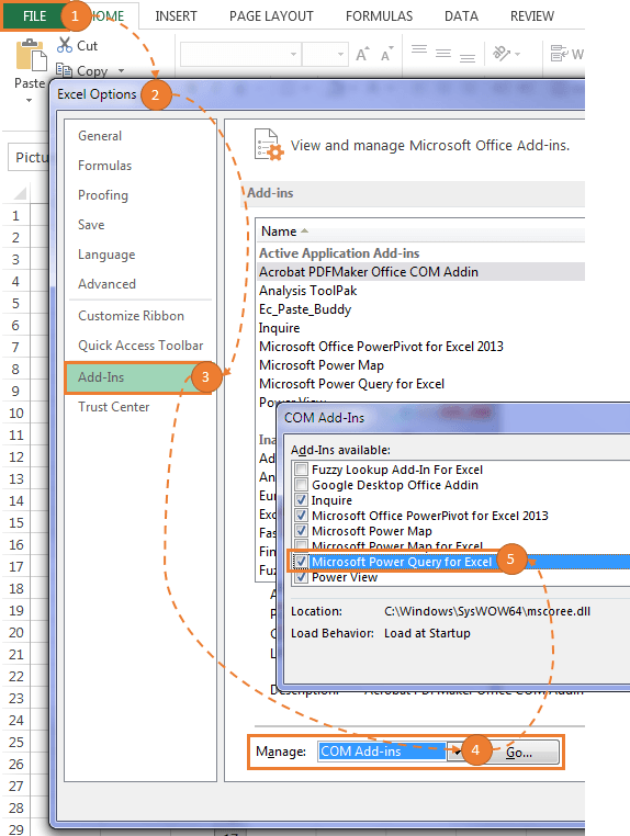 how to get power query in excel office 365