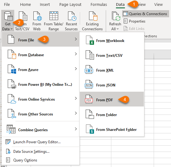 Import Data from a PDF to Excel