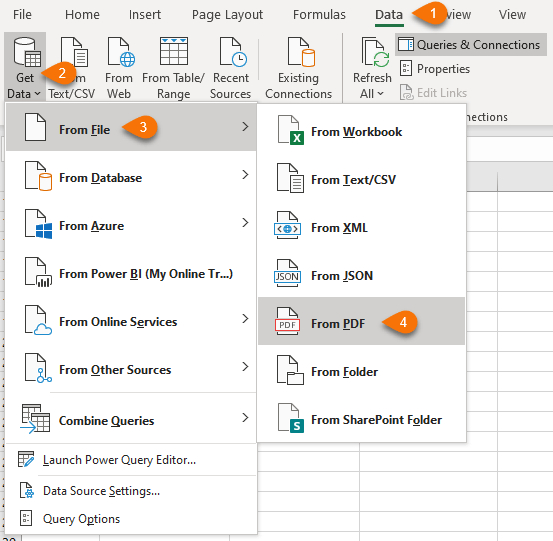 data from pdf to excel