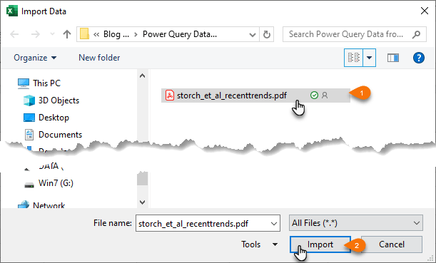 import pdf file into excel