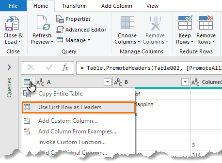 power query promote headers