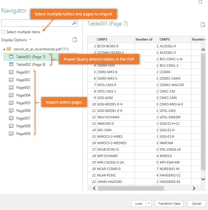 power query pdf navigator