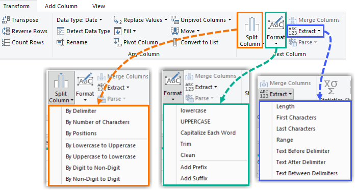 power query transform tab