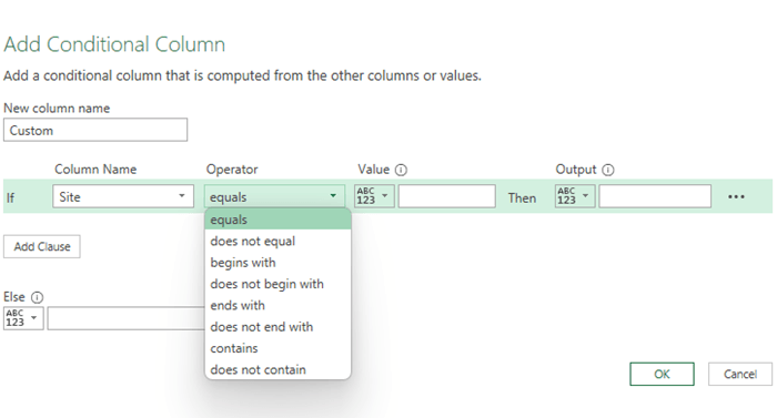 add a column using an if statement in power query