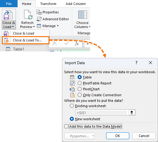 load the data from power query