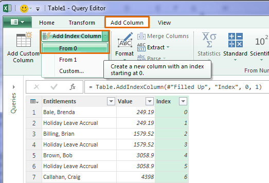power query add index