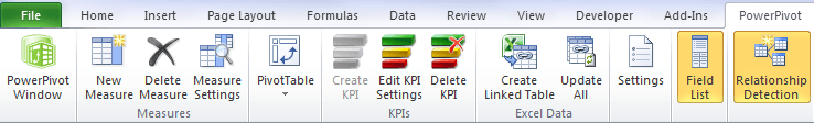 PowerPivot Excel menu